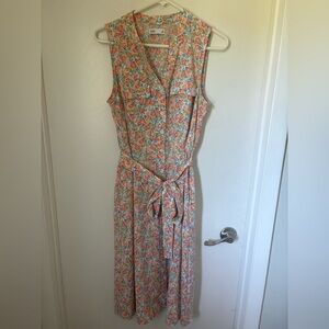 Women’s sleeveless floral tie waist dress